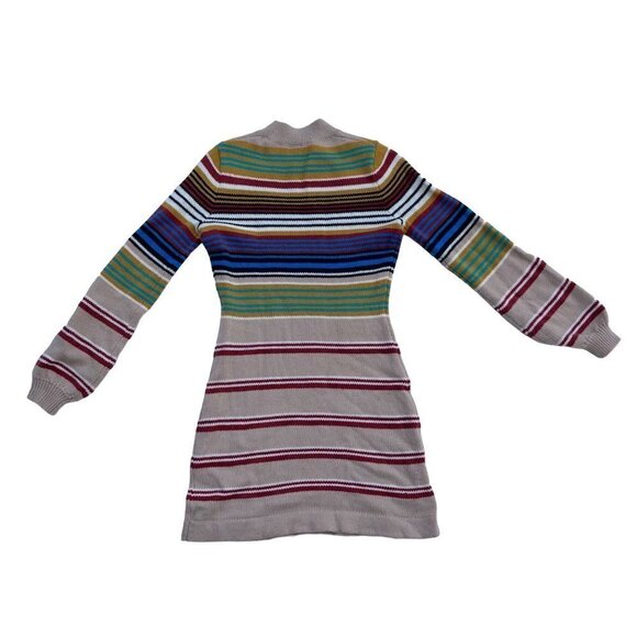 Free People SIZE XS Striped Multicolor Balloon-Sleeve Mini Sweater Dress - Picture 2 of 6